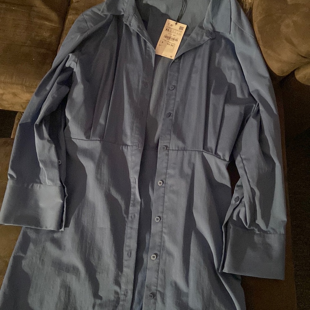 Blue button down  shirt dress